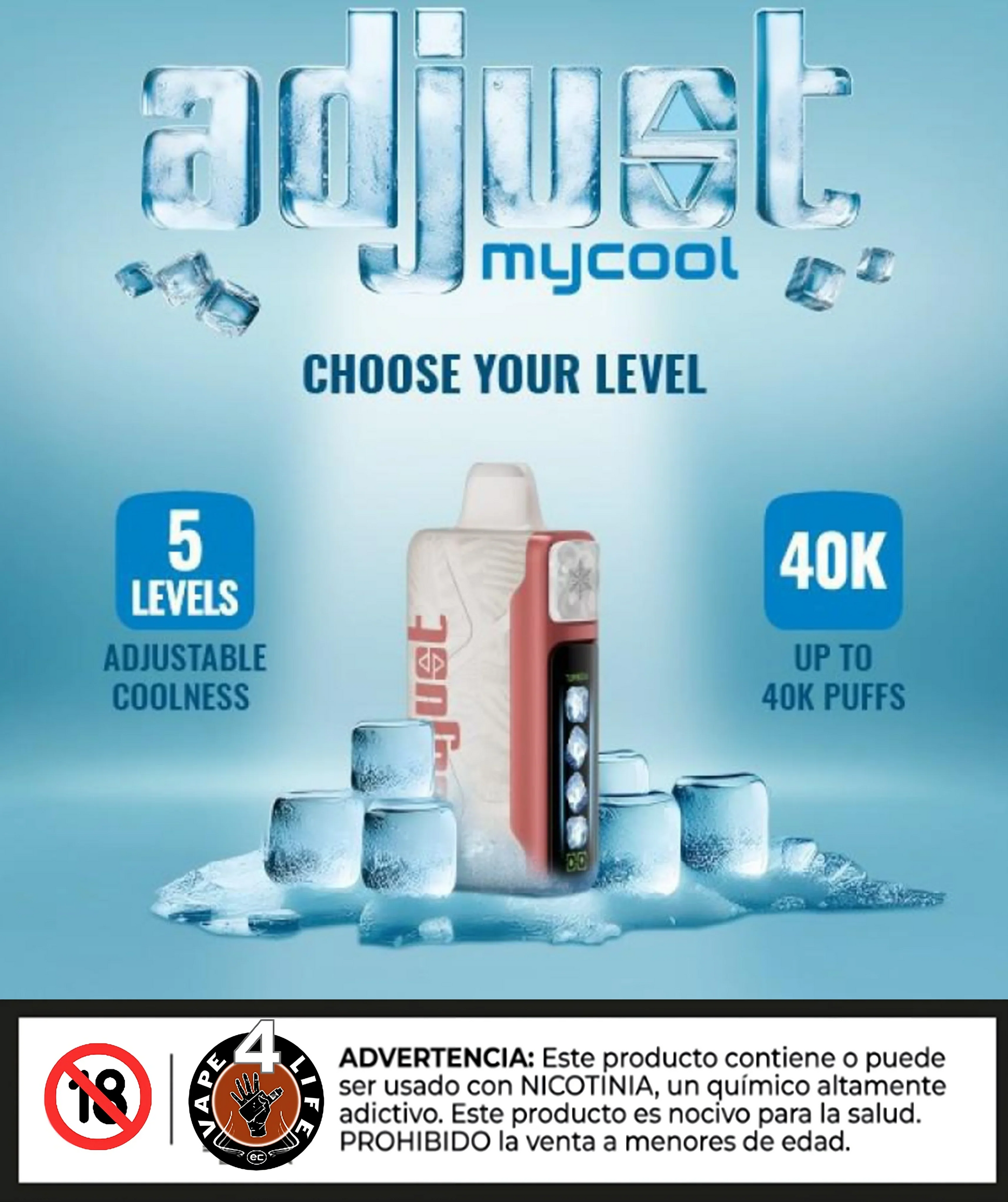 ADJUST MY COOL 40k puffs 5% nic. - Vape4Life - Distribuidor Mayorista Ecuador