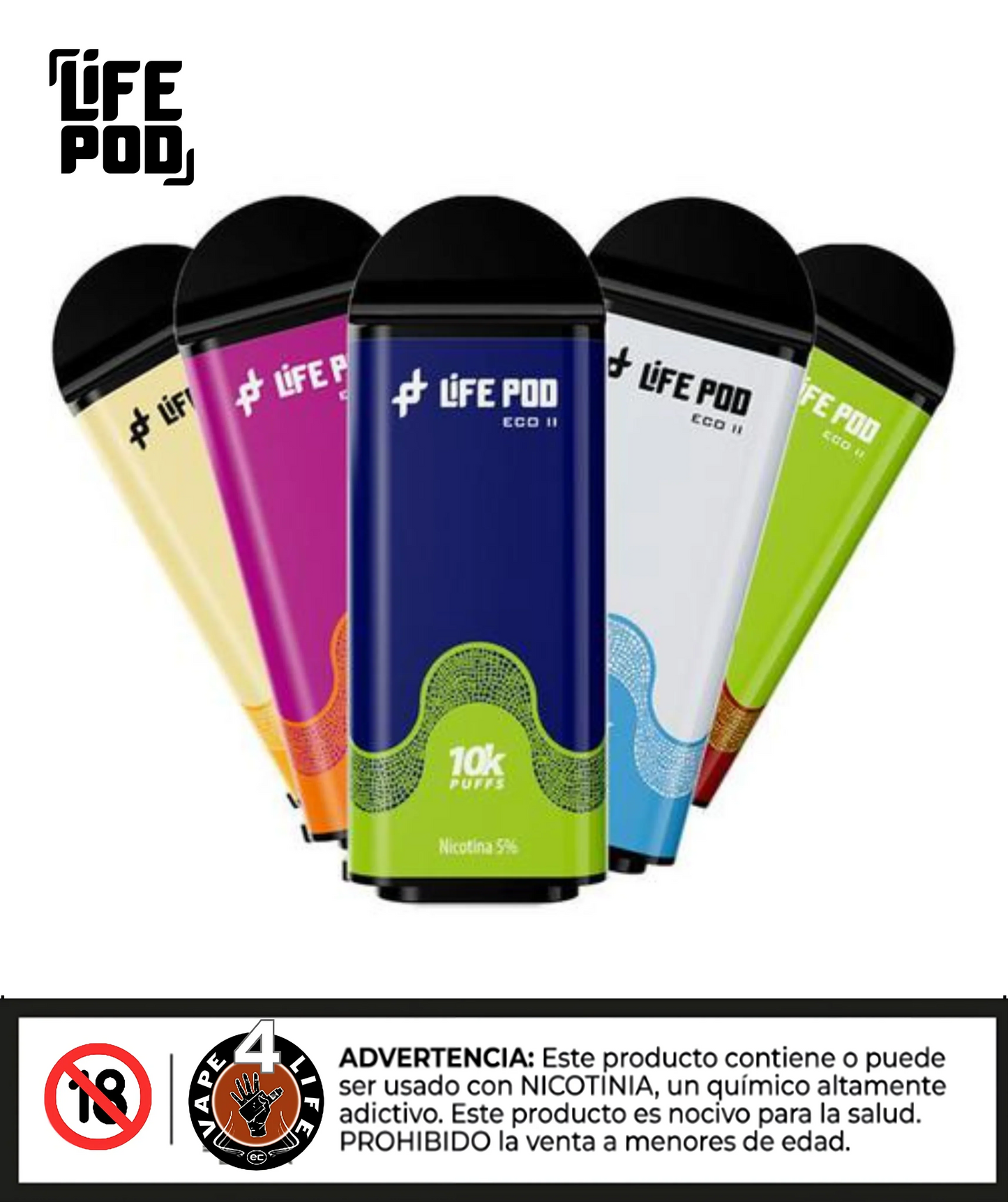 LIFEPOD ECO II REPUESTO 10K 5% NIC. - Vape4Life - Distribuidor Mayorista Ecuador