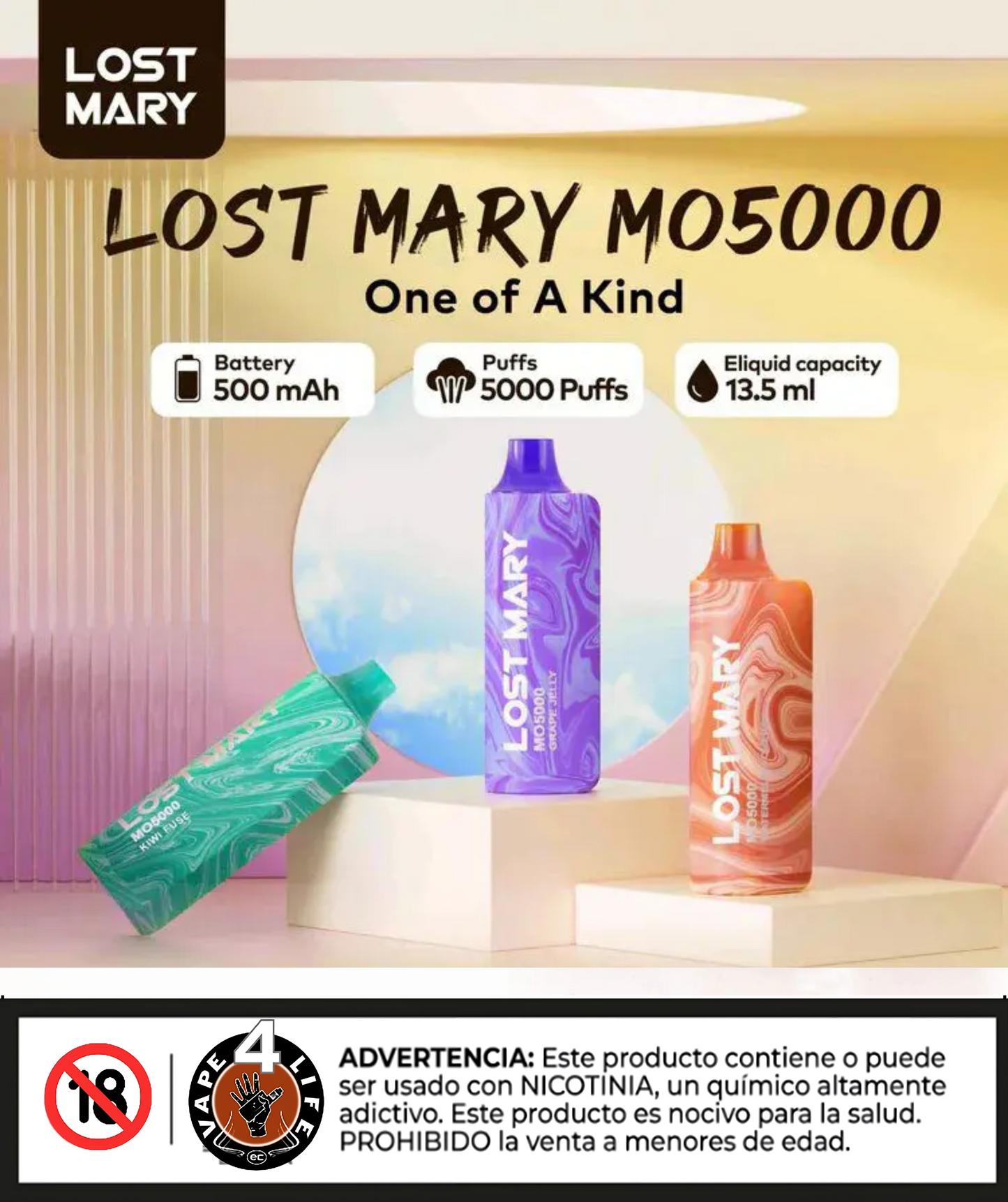 LOST MARY MO5000 5K puffs 5% nic.