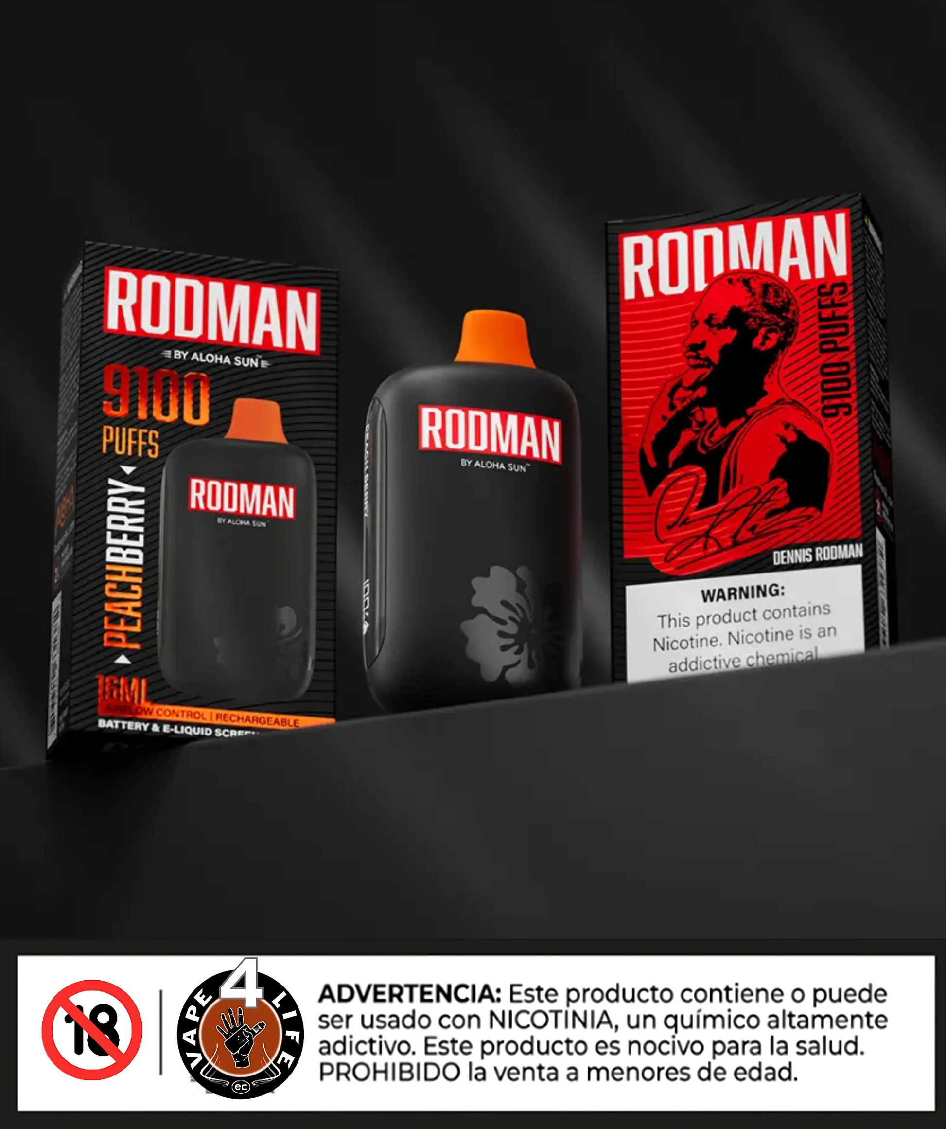RODMAN 9.1k puffs 5% nic. - Vape4Life - Distribuidor Mayorista Ecuador