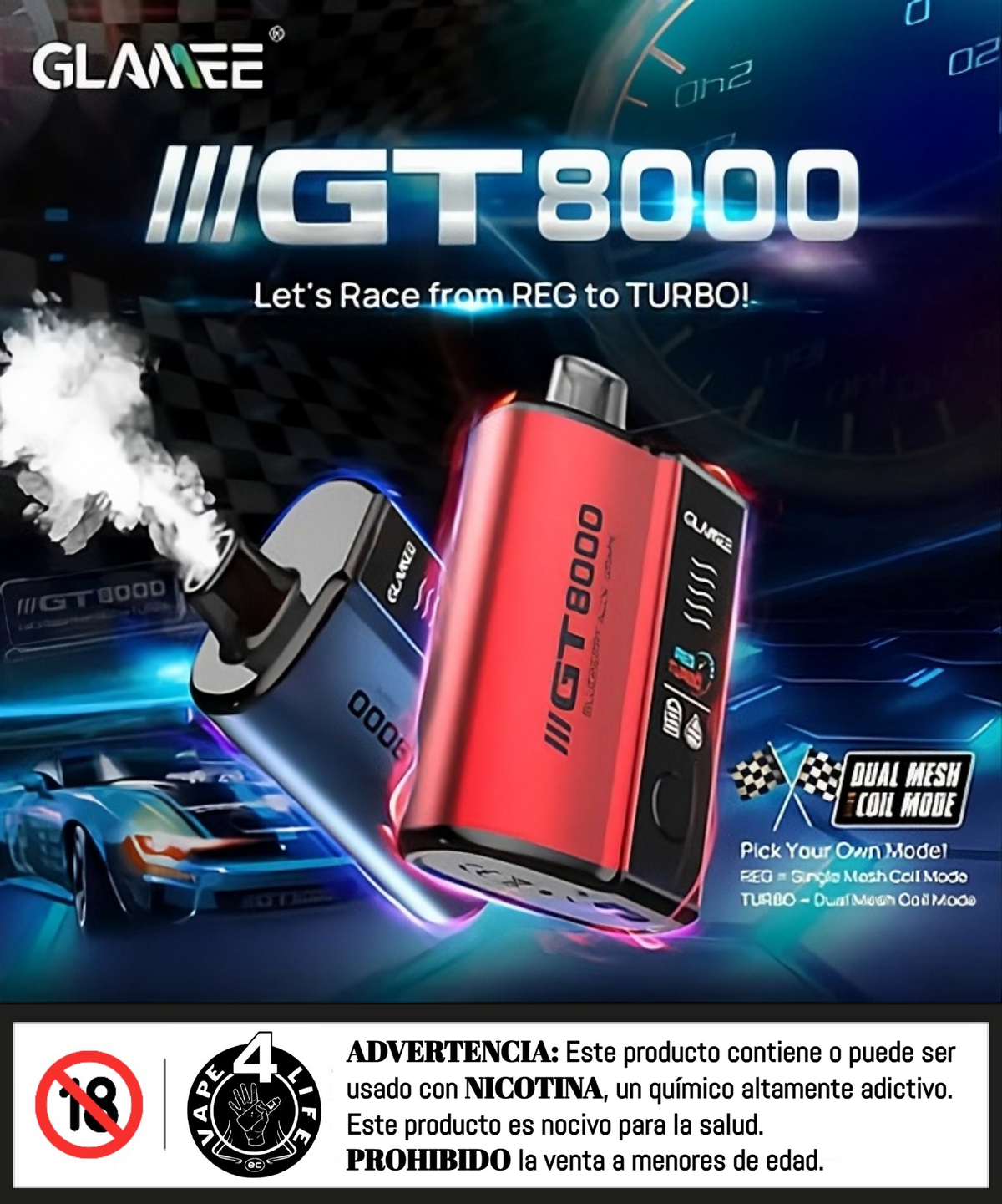 GLAMEE GT 8K puffs 5% nic.